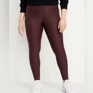 Old Navy Maroon High-Waisted PowerSoft 7/8 Pocket Leggings